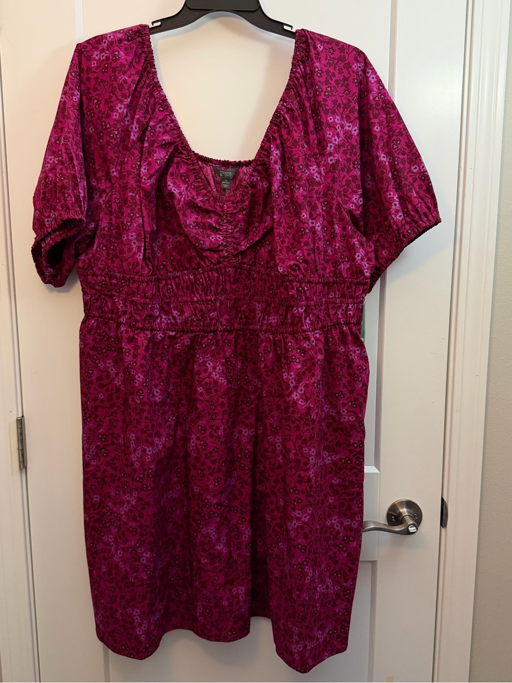 2XL Women’s Floral Empire Waist Dress - Magenta Pink